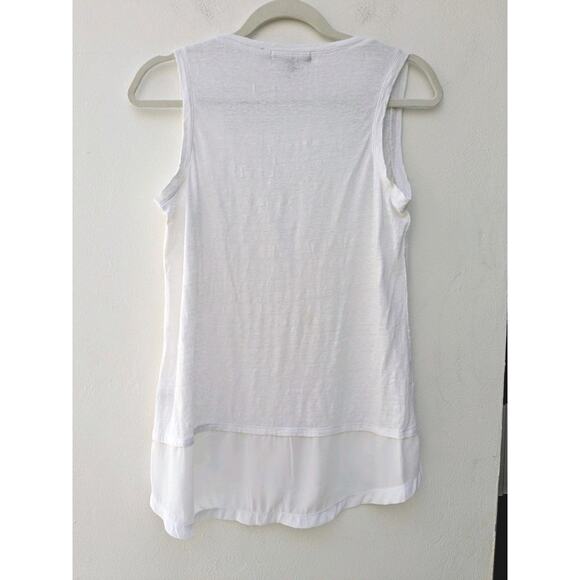Sanctuary Women's Blouse 100% Linen Tunic Tank Top V Split Neck White Size XS - Picture 8 of 8